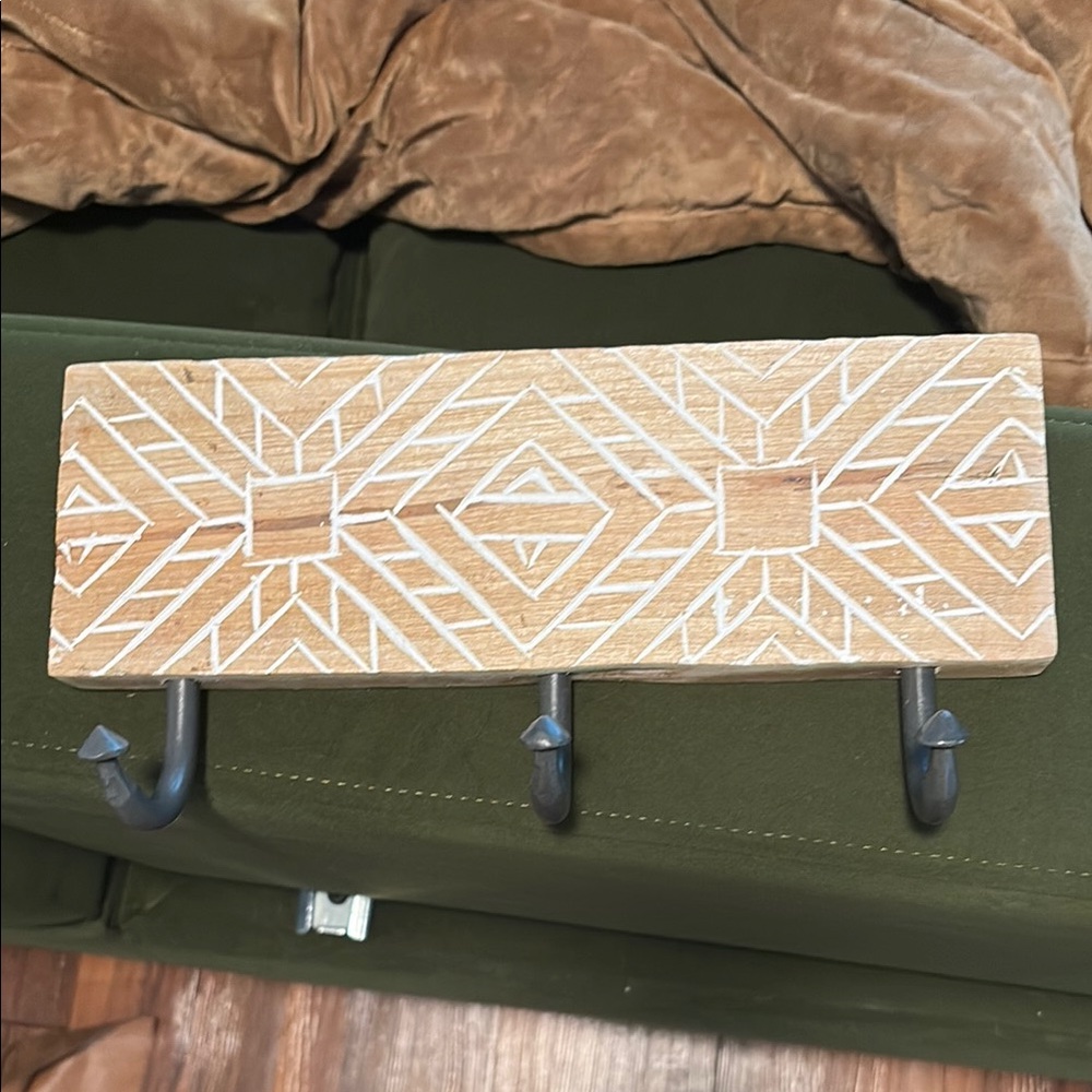 Geometric Tan and White Wall Hook